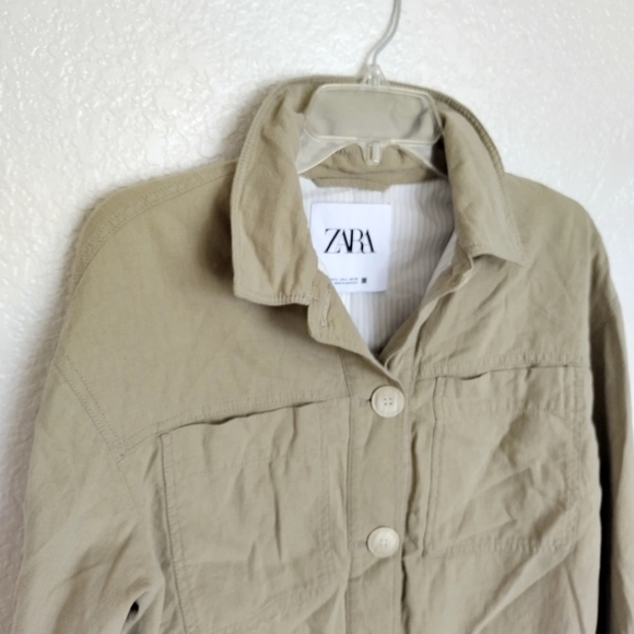 Zara Crop Boxy Lightweight Utility Jacket Sz L - Picture 2 of 8